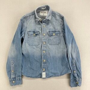 Abercrombie Kids Denim Shirt size Large Faded‎ Long Sleeve Muscle Jean Button Up